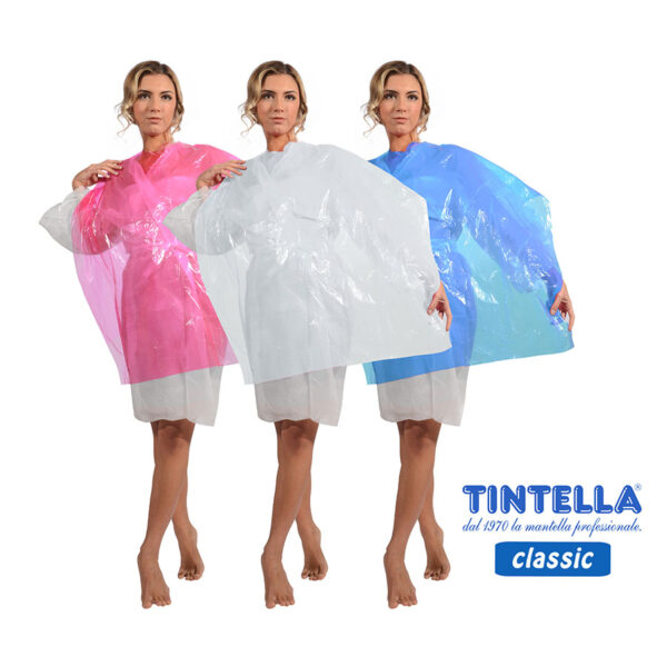 TINTELLA classic, mantella in P.E.L.D., cm 84x112, confezione da 30 pezzi, disponibile bianca, fucsia, blu